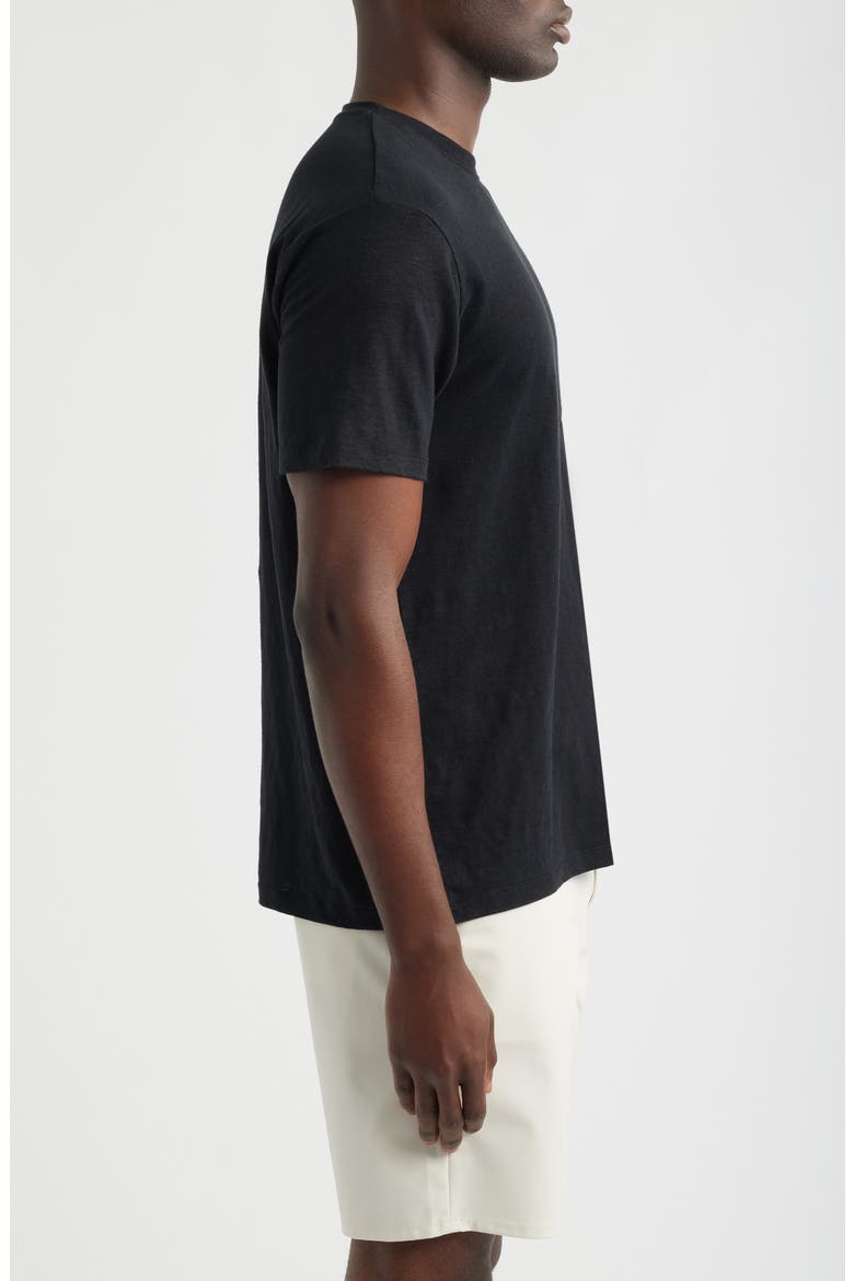 Bryce Crewneck Stretch Linen T-Shirt, Alternate, color, TRUE BLACK