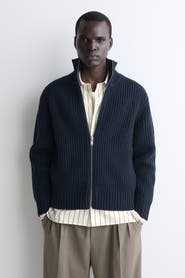 COS Mock-neck Knitted Wool Jacket