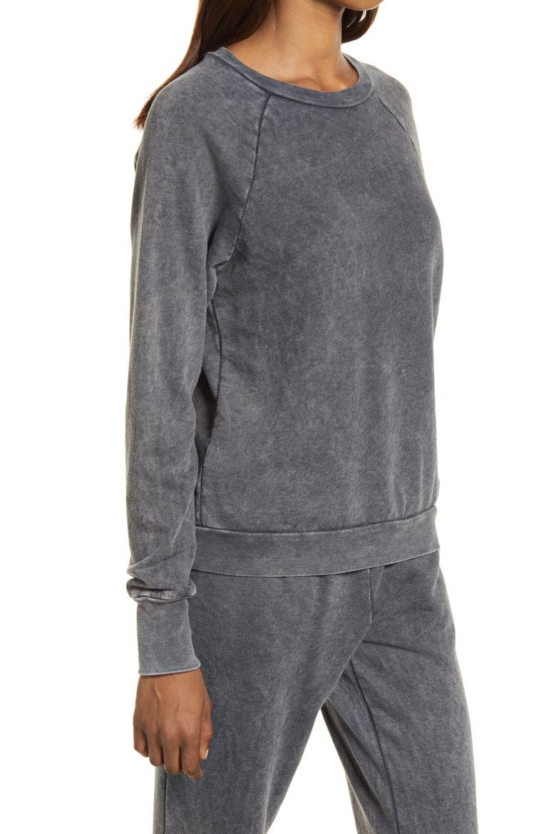 Garment Dyed Raglan Sleeve Sweatshirt, Alternate, color, BLACK