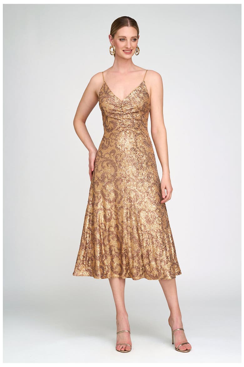 Essence Dress in Leo Sequin, Alternate, color, Gold