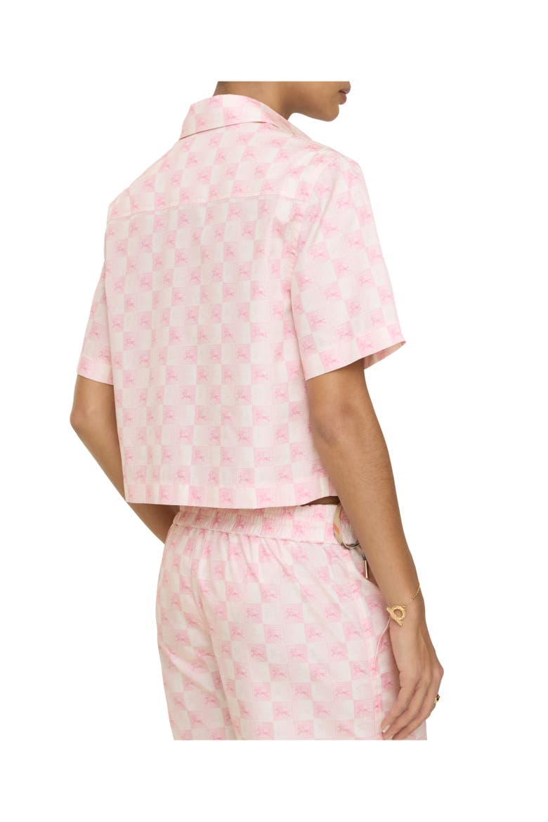 Cropped Knight Checkerboard  Cotton Shirt, Alternate, color, Peony pink