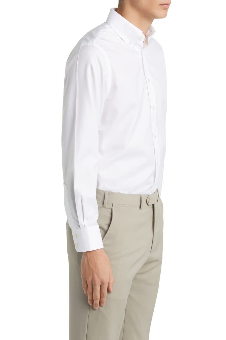 Slim Fit Non-Iron Solid Twill Button-Down Dress Shirt, Alternate, color, WHITE