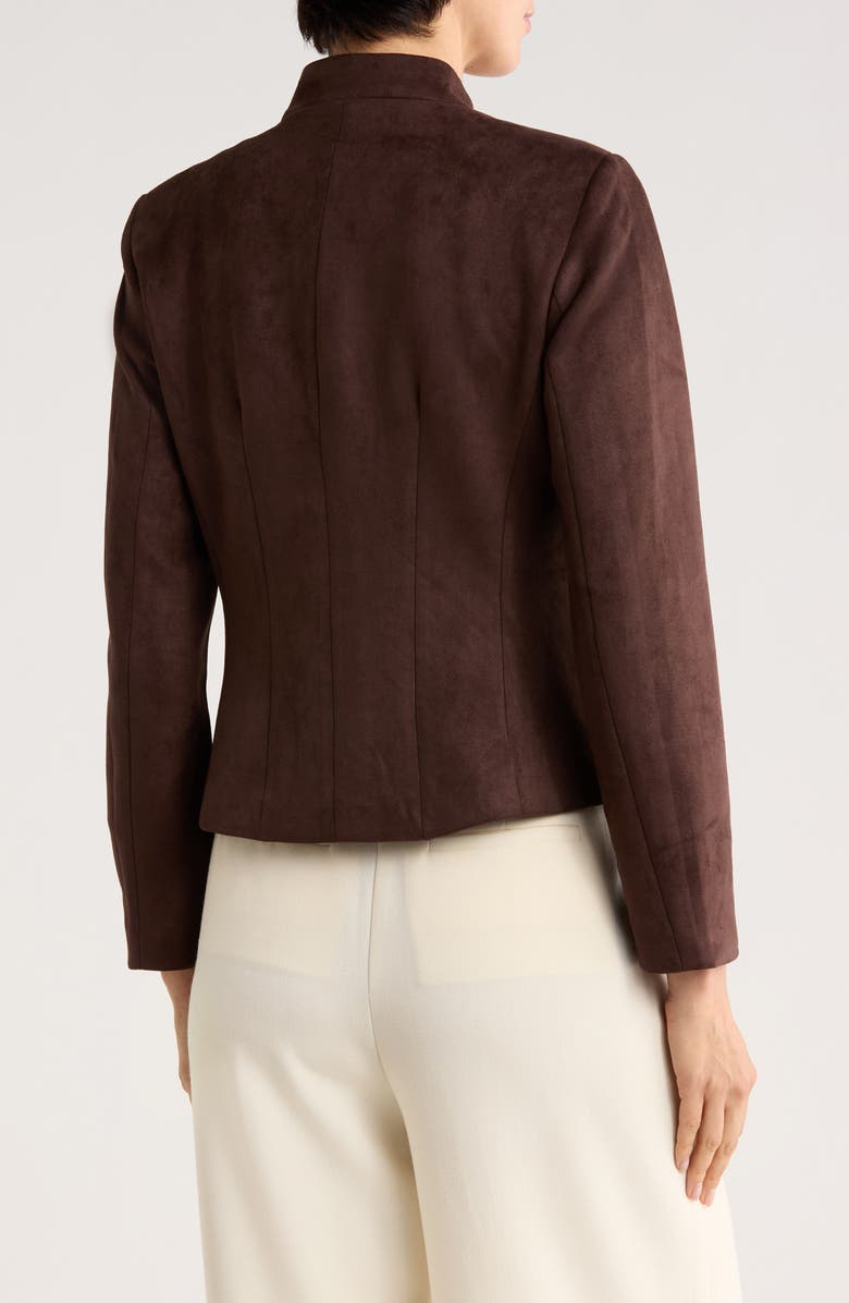 T Tahari Faux Suede Jacket, Alternate, color, Dark Chocolate