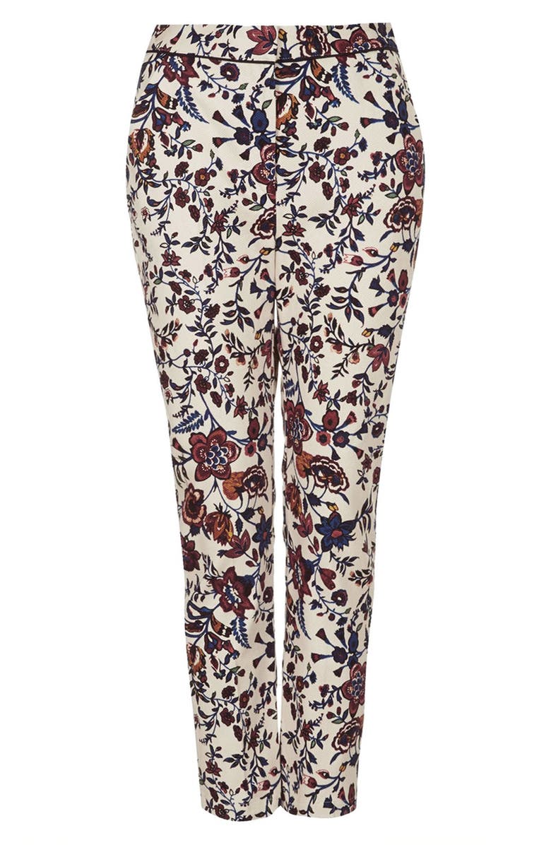 Topshop Floral Cigarette Trousers, Alternate, color,