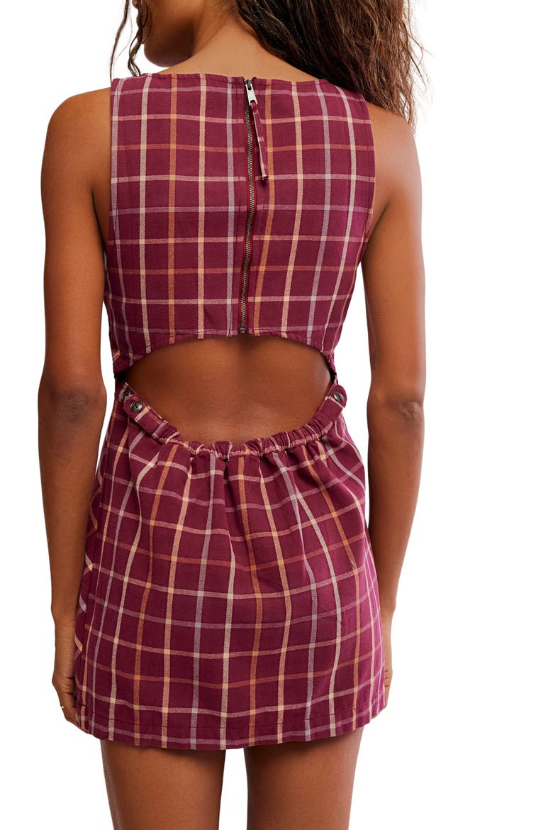 Atlas Plaid Minidress, Alternate, color, COCOA PLUM COM