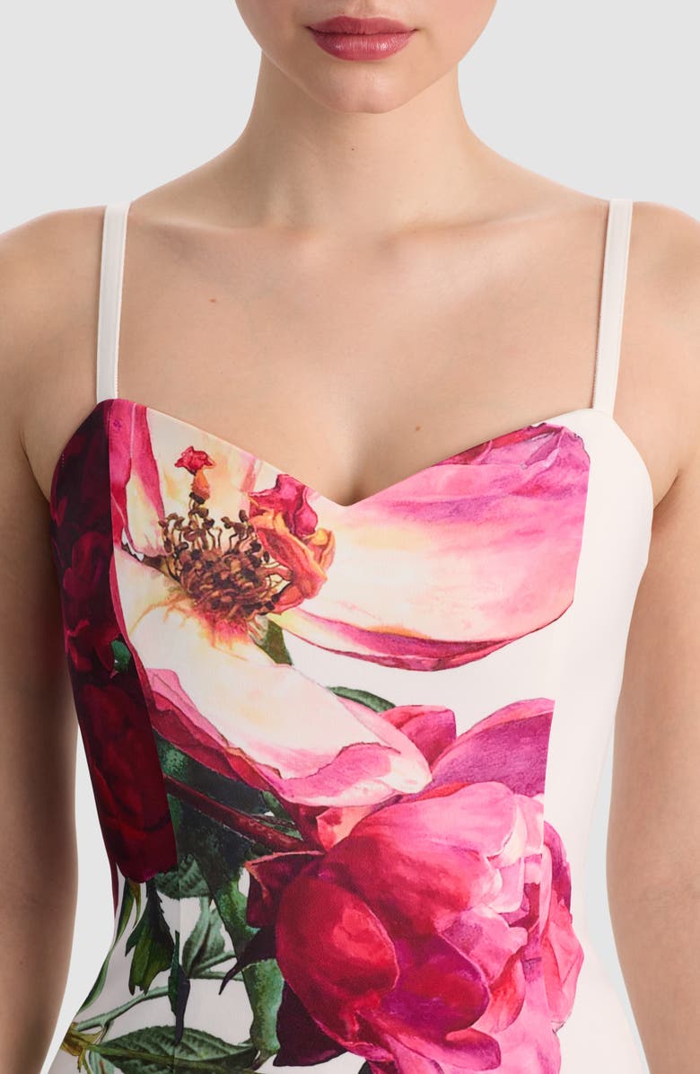 Alice + Olivia Nina Placed Floral Dress, Alternate, color, Empress Bloom Off White