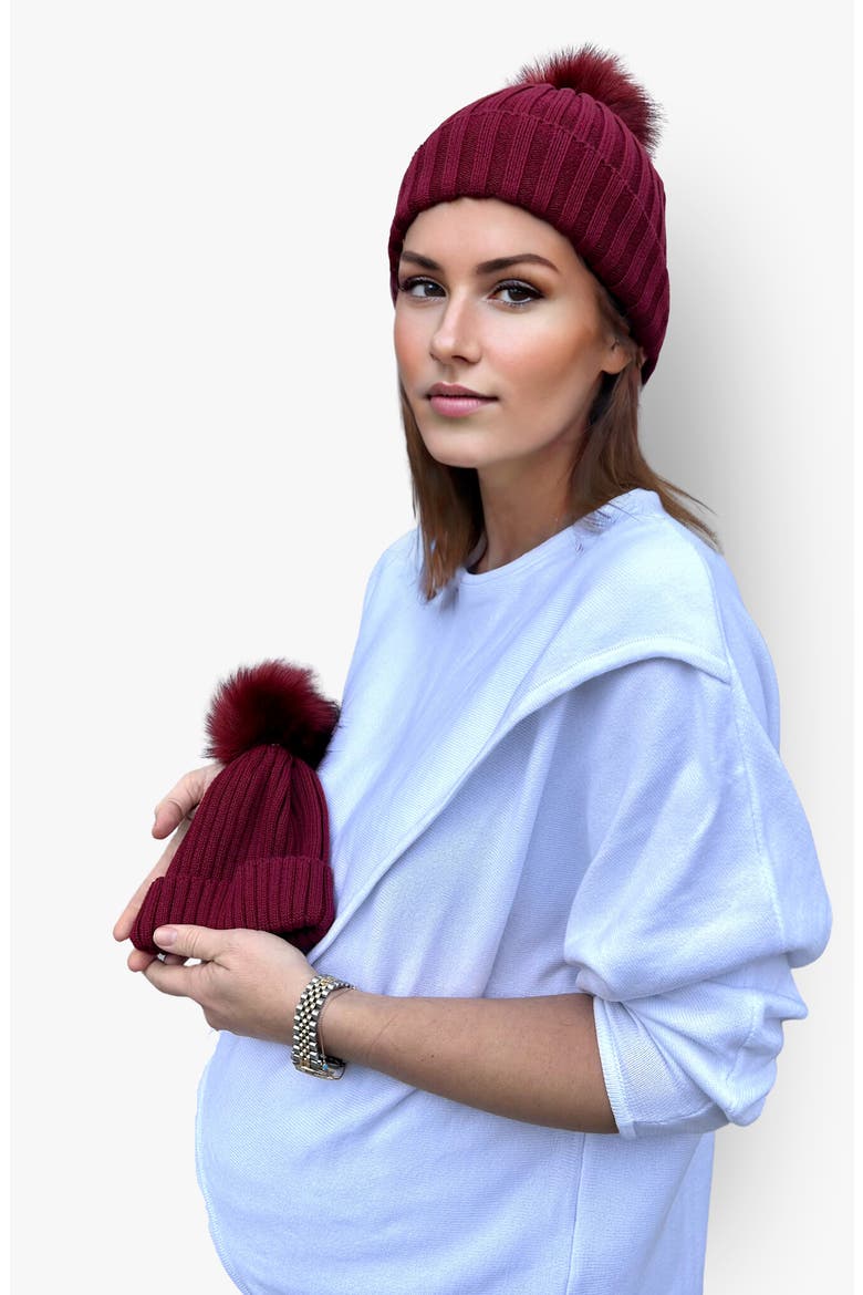 Mom n Me Beanie Set, Alternate, color, BURGUNDY