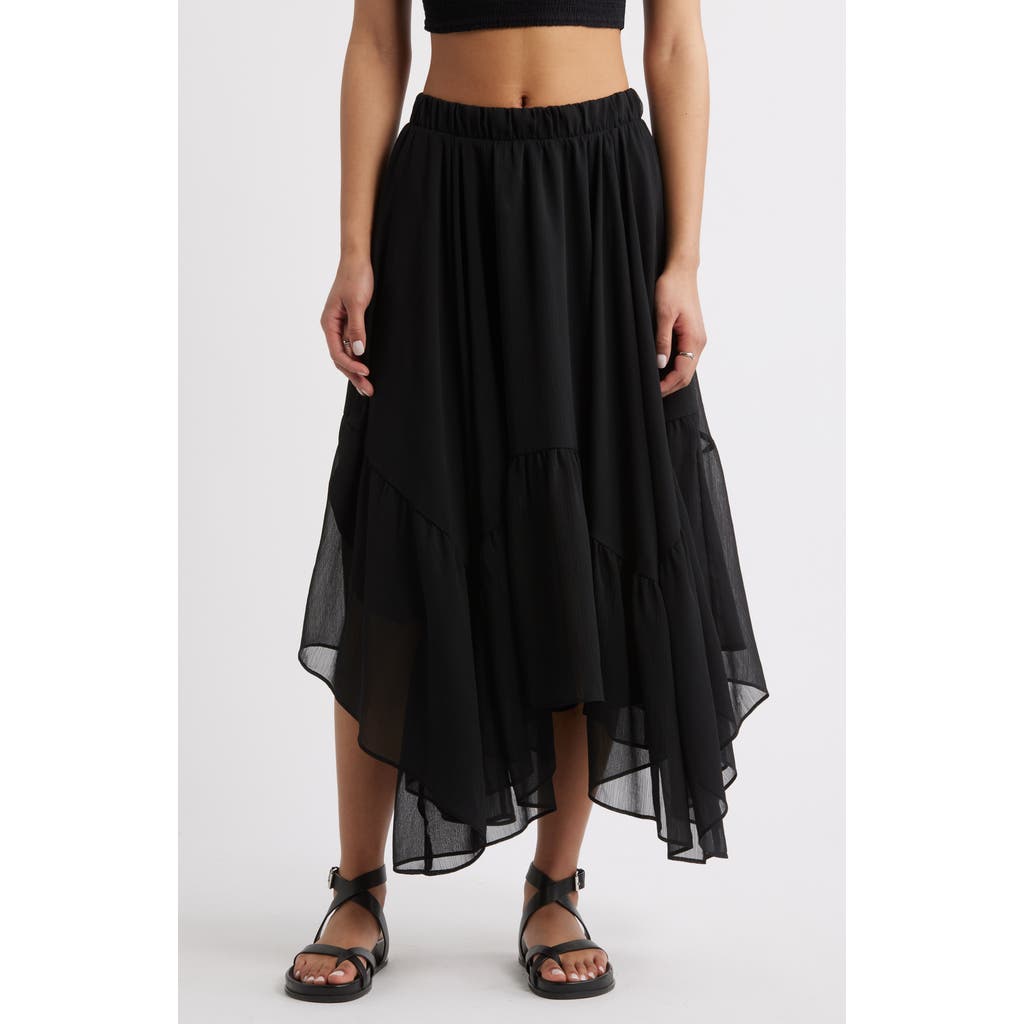 Bp. Boho Ruffle Trim Maxi Skirt In Black