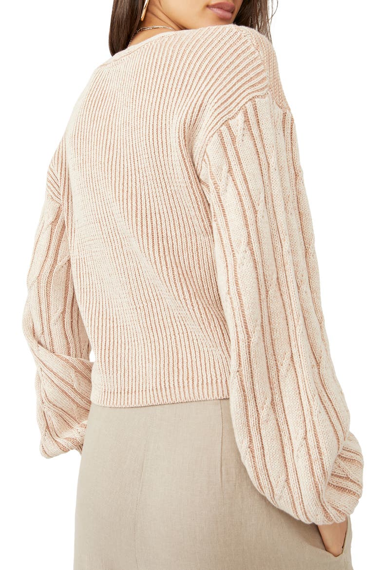 When It Rains Cotton V-Neck Sweater, Alternate, color, TOAST COMBO
