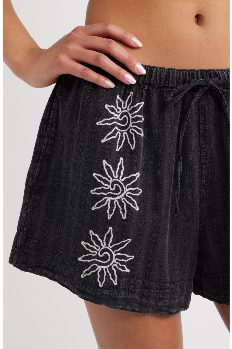 Topanga Embroidered Shorts, Alternate, color, BLACK