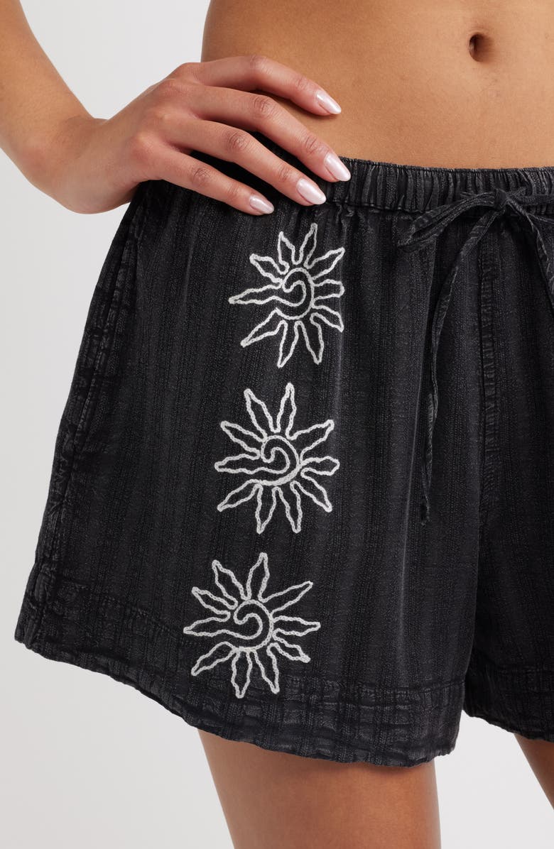 Rip Curl Topanga Embroidered Shorts, Alternate, color, Black