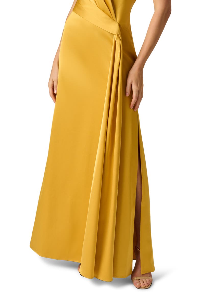 Pleated Crepe Back Satin Gown, Alternate, color, GOLDEN ROD