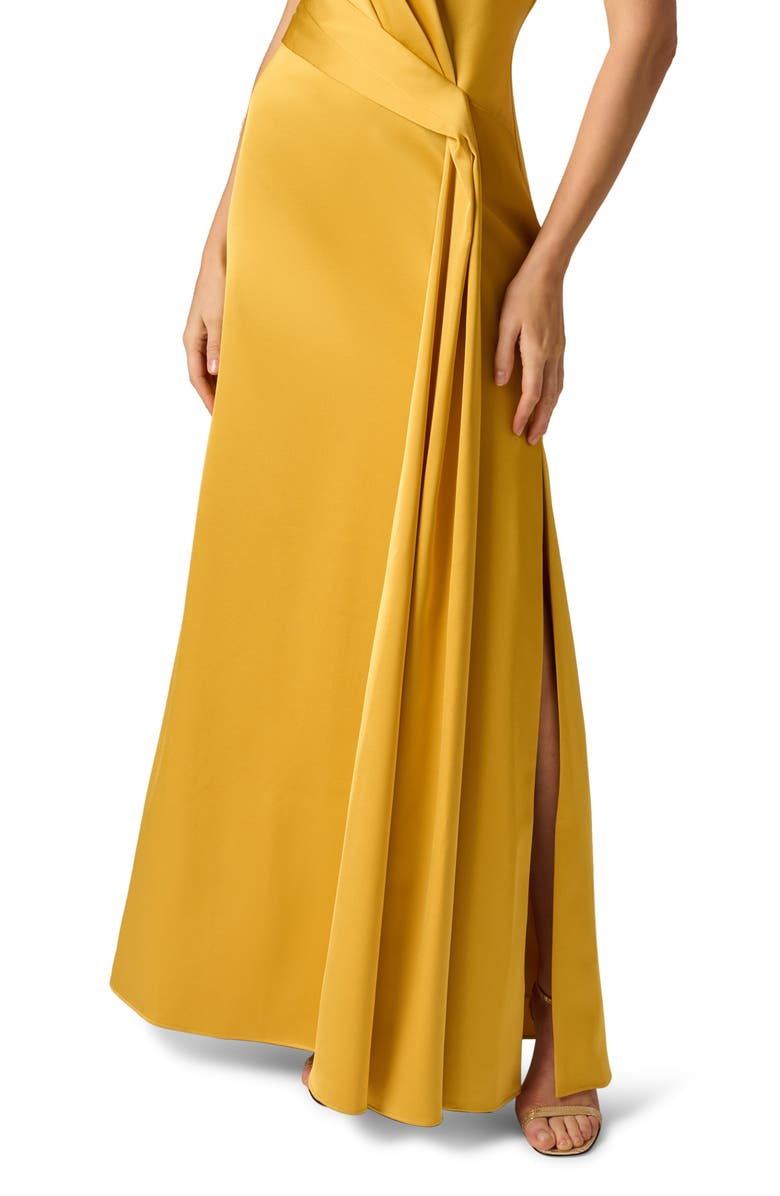 Aidan Mattox Pleated Crepe Back Satin Gown, Alternate, color,