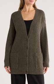 Eileen Fisher Ribbed Boyfriend Cardigan