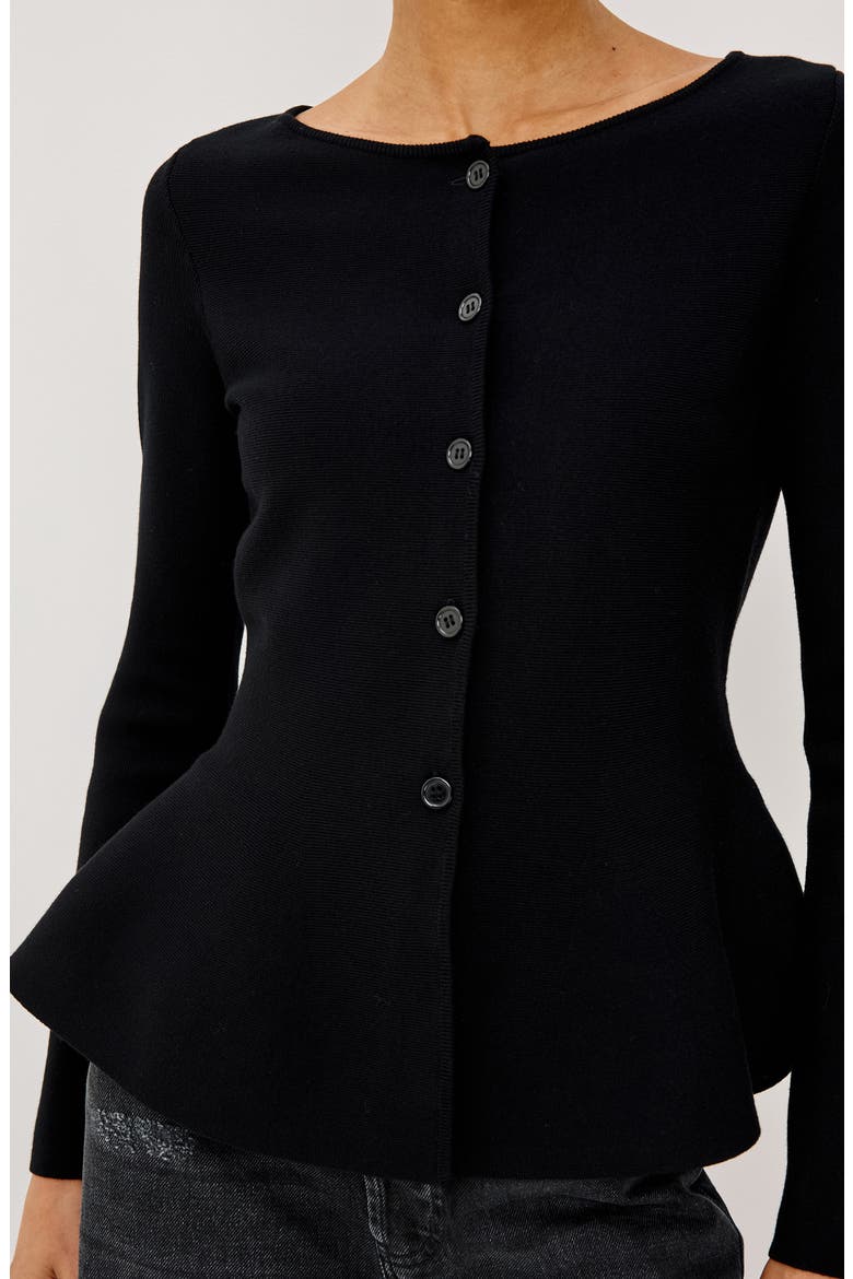 Diane Peplum Cardigan, Alternate, color, BLACK