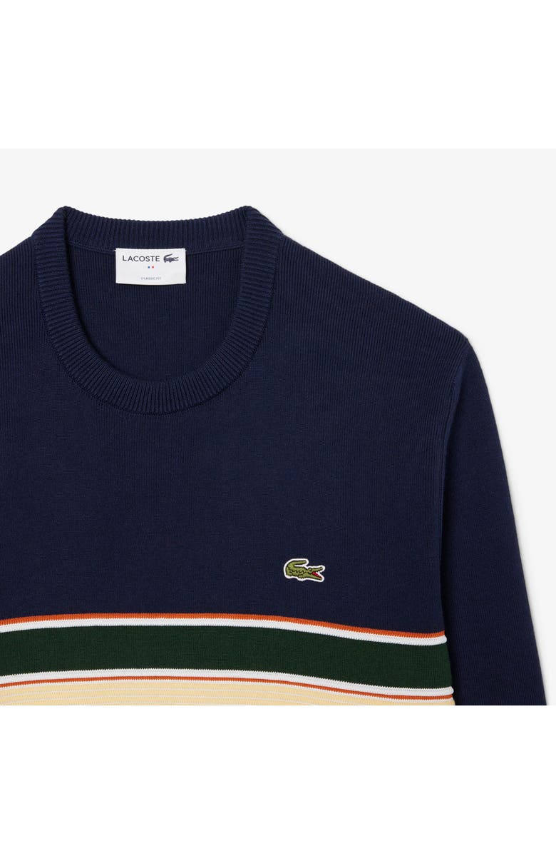 Lacoste Ottoman Stitch Stripe Cotton & Wool Sweater, Alternate, color, 9Il Navy Blue/ Sinople-Lapland