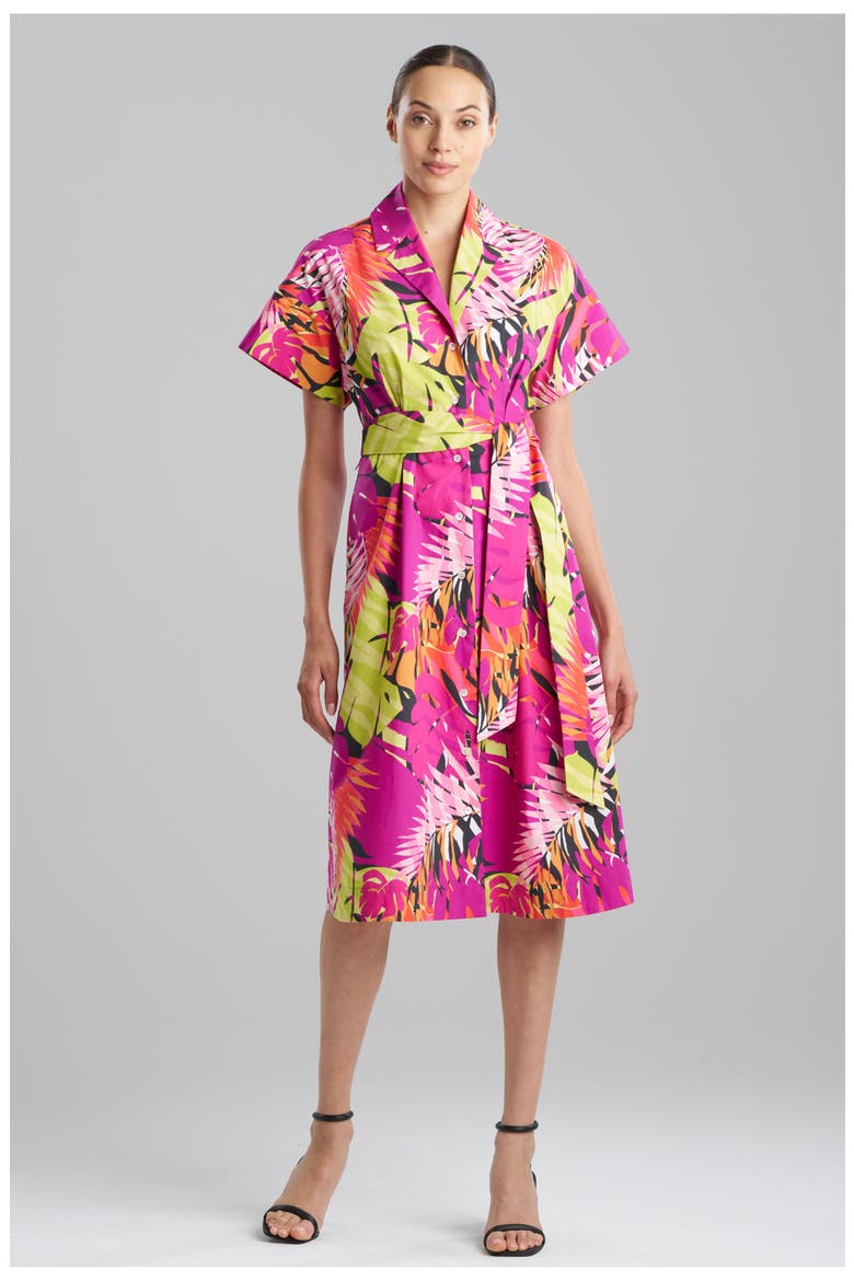 PALMS - COTTON POPLIN Shirt Dress, Main, color, FUCHSIA