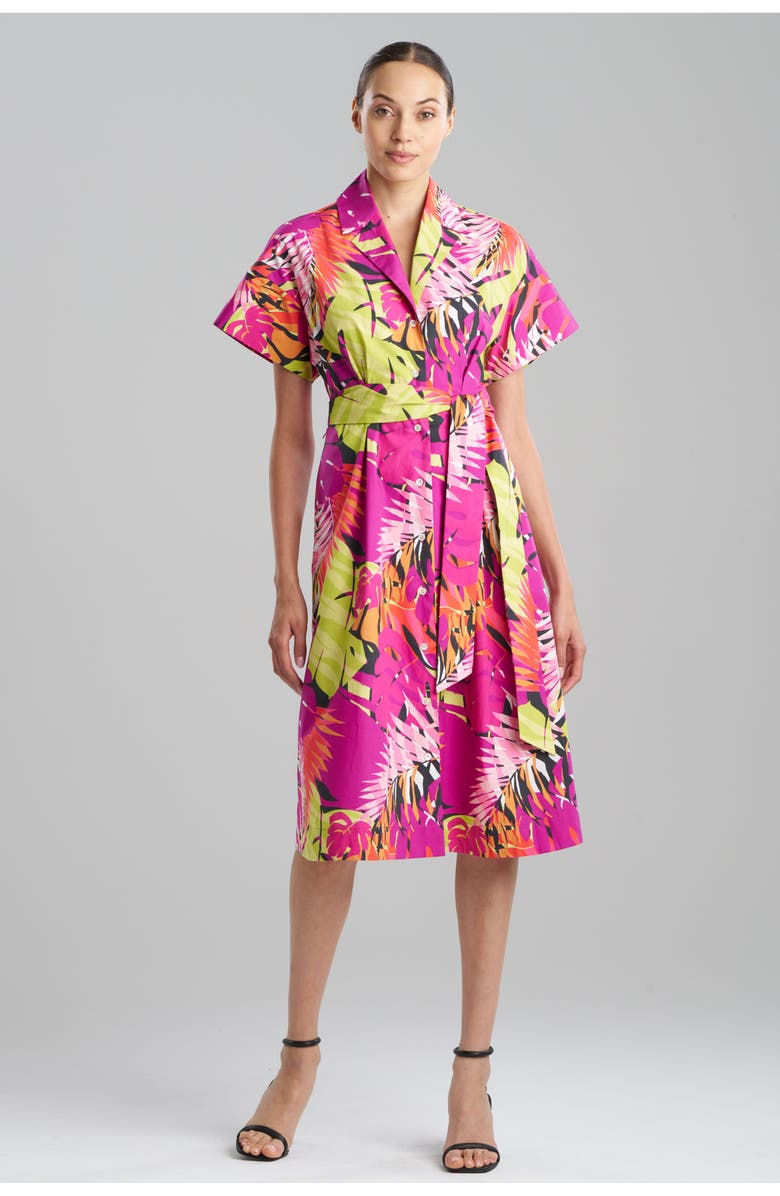 Natori PALMS - COTTON POPLIN Shirt Dress, Main, color, Fuchsia