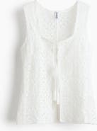 H&M Tie-front Pointelle-knit Top