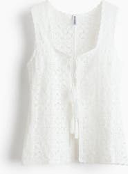 H&M Tie-front Pointelle-knit Top