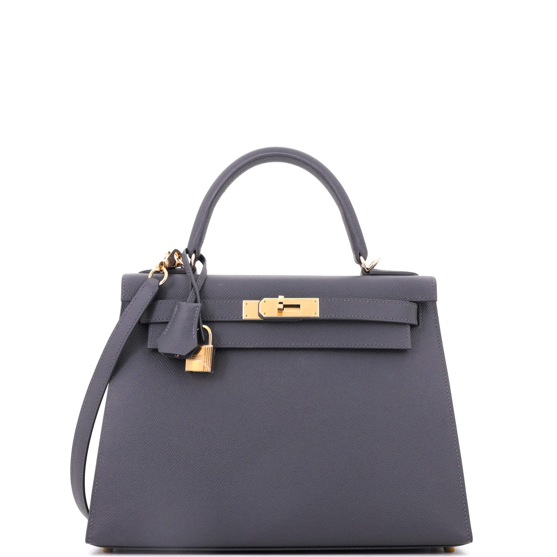 Kelly Handbag Grey Epsom with Permabrass Hardware 28, Main, color, Grey
