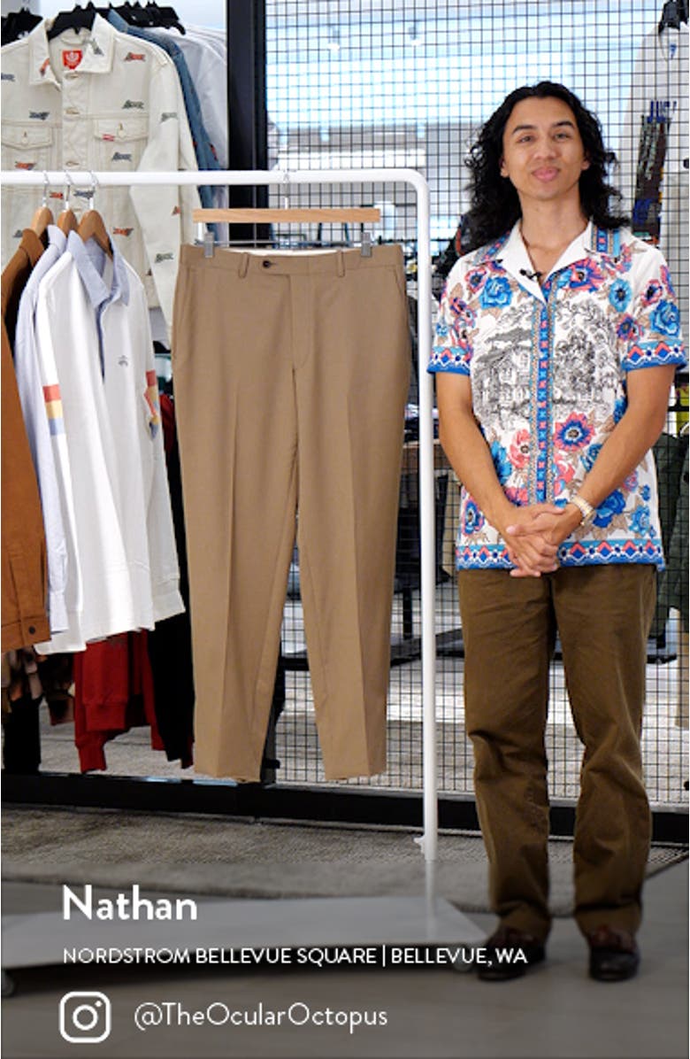 Solid Flat Front Stretch Wool Dress Pants, sales video thumbnail