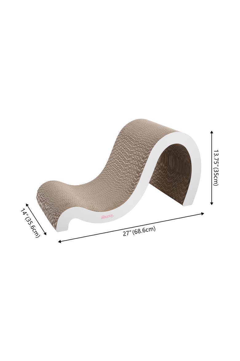 Kona 27" Modern Cardboard Double-Sided Wave Cat Scratcher with Catnip, Alternate, color, White