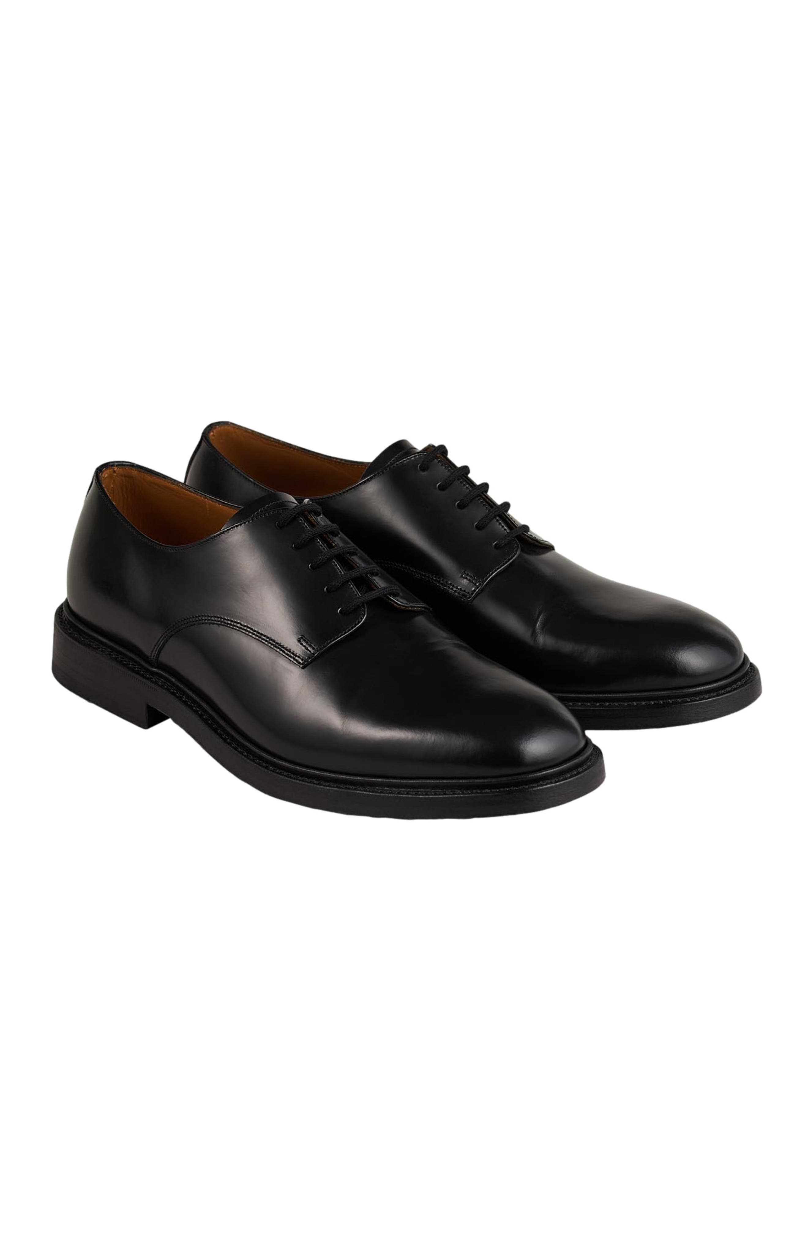 SANDRO Glazed leather derbies, Alternate, color, Black