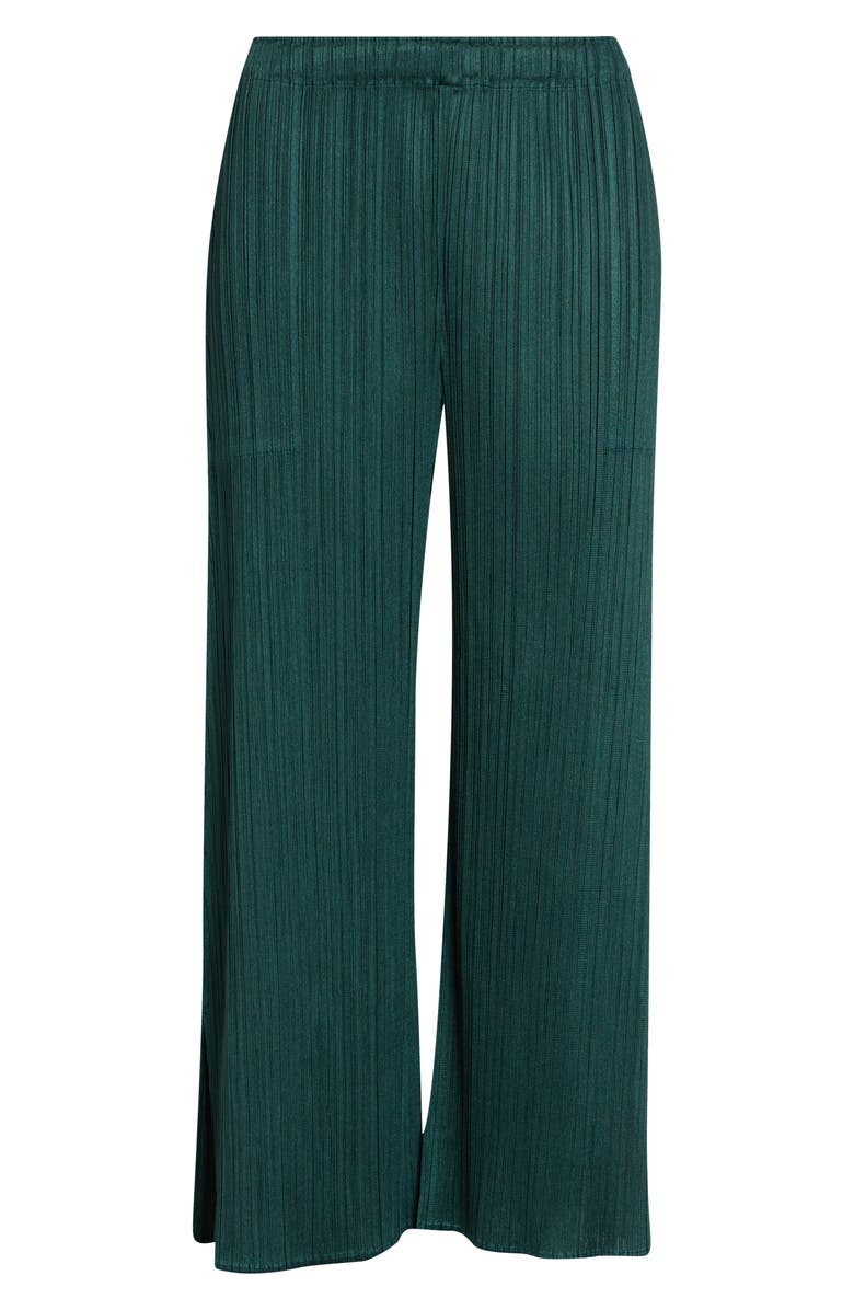 Pleats Please Issey Miyake Monthly Colors March Pleated Crop Straight Leg Pants, Main, color, Dark Green