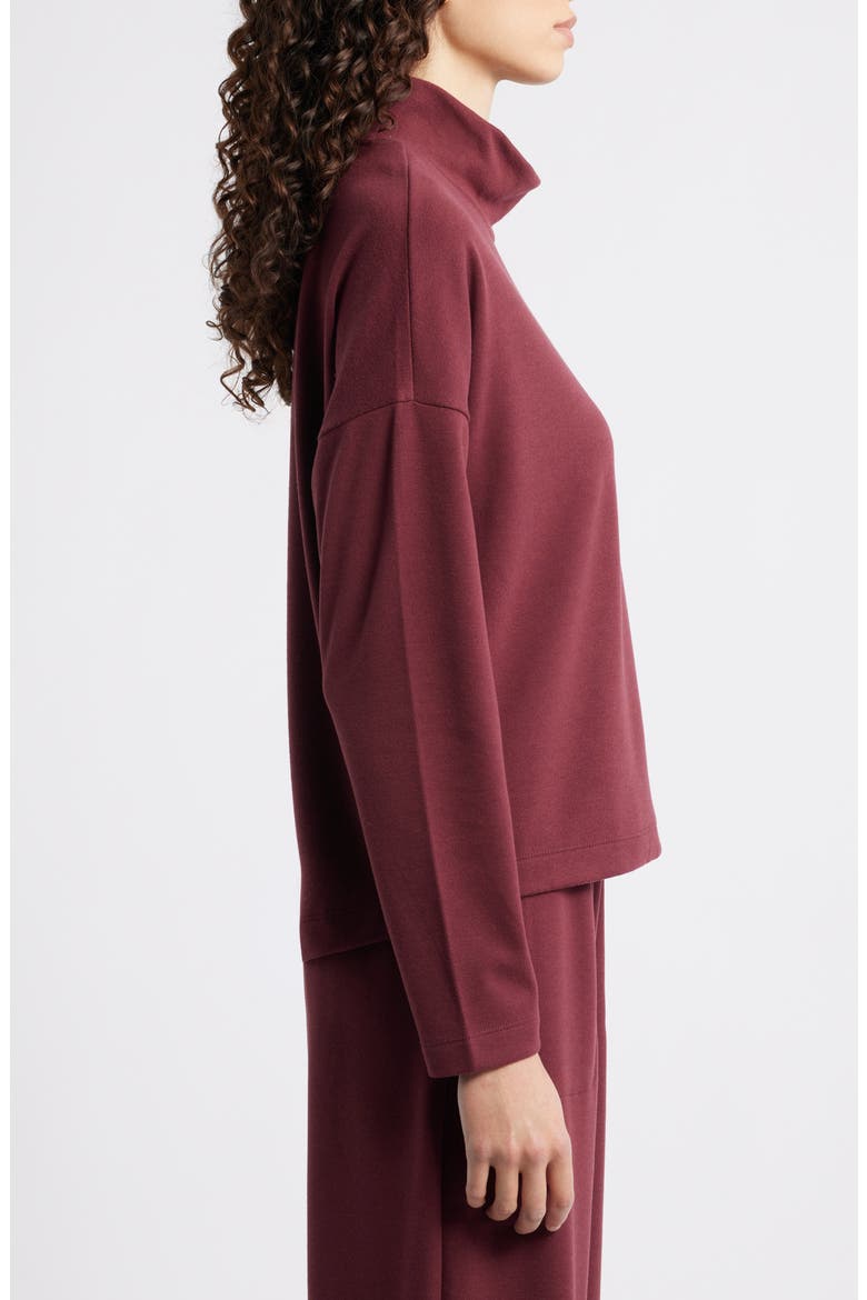 Drop Shoulder Turtleneck Sweatshirt, Alternate, color, BURGUNDY TANNIN