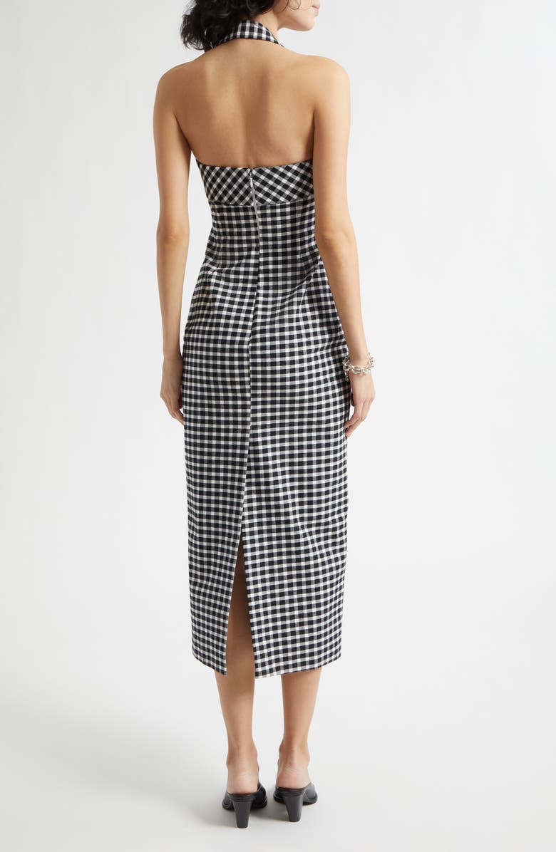 POSSE Chiara Gingham Halter Neck Pencil Dress, Alternate, color, Black/ White