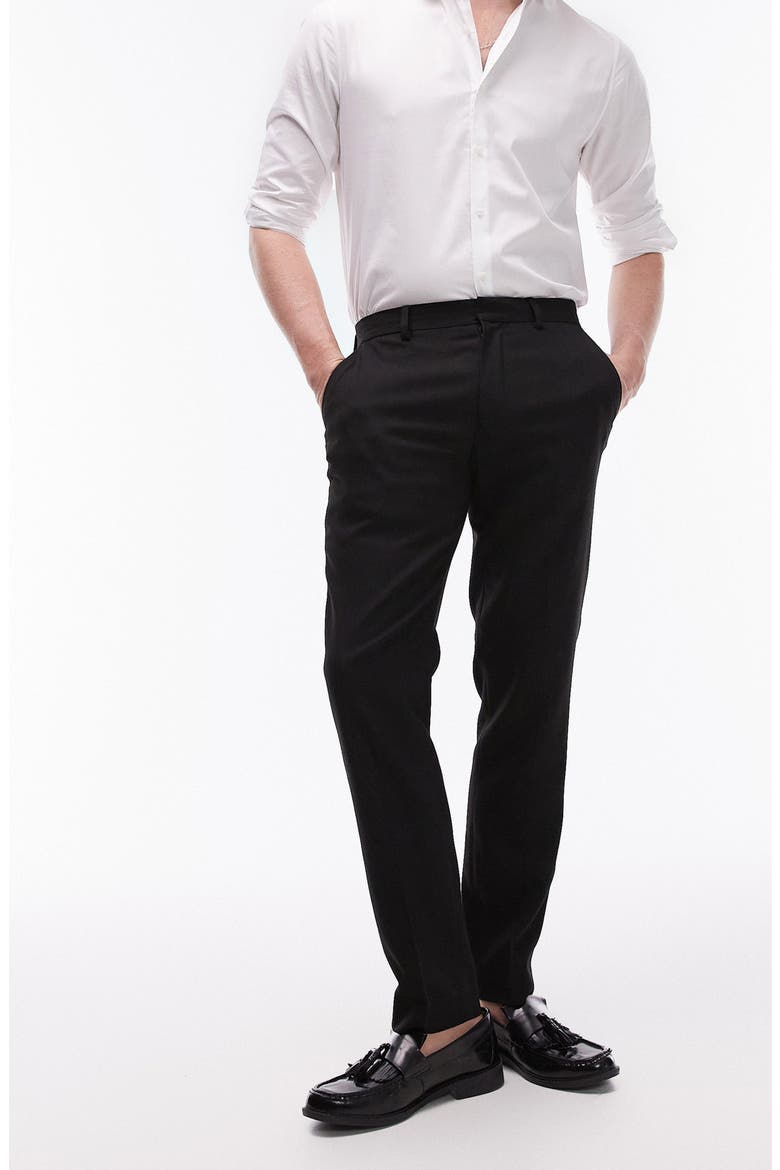 Skinny Fit Textured Dress Pants, Main, color, BLACK