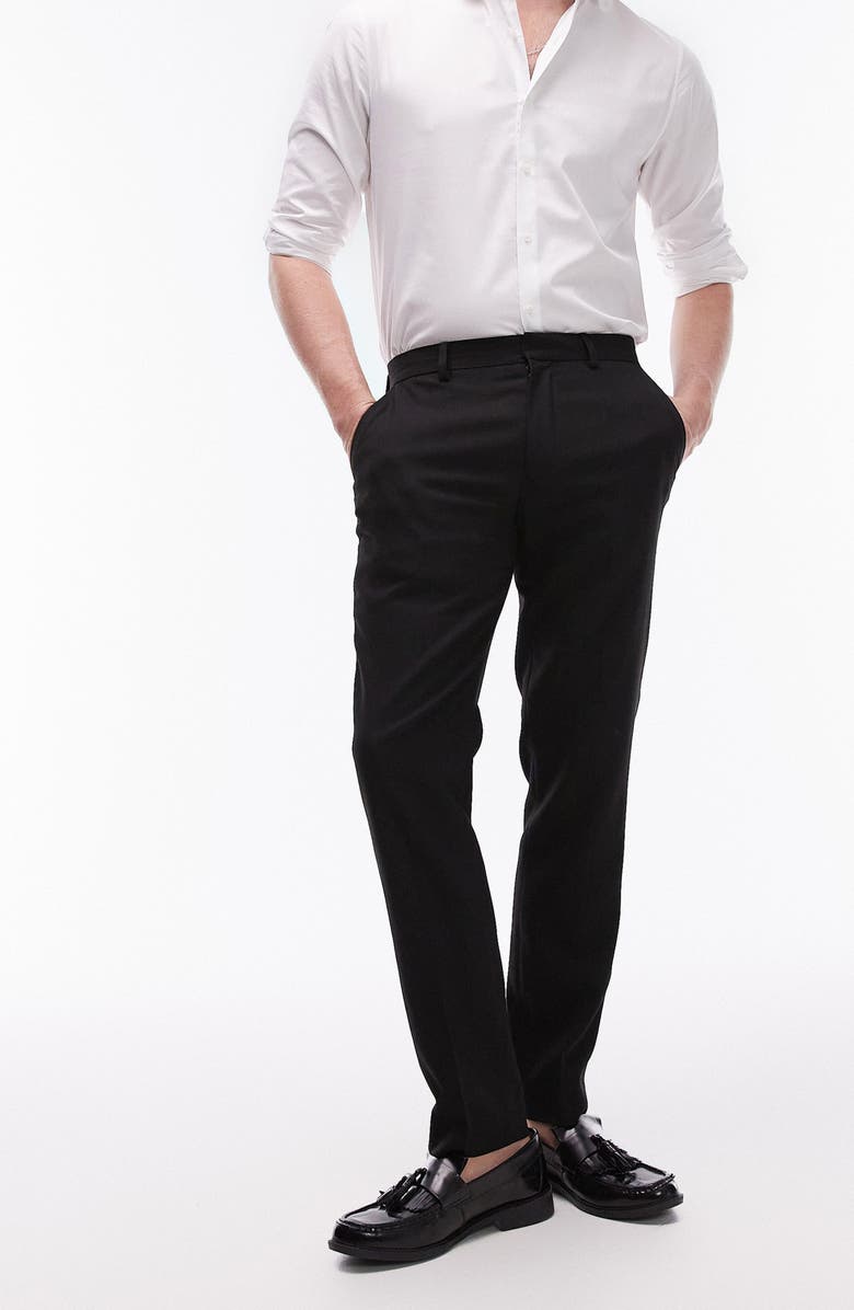 Topman Skinny Fit Textured Dress Pants, Main, color,