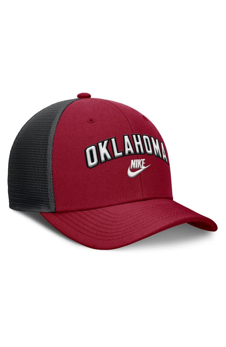 Nike Men's Nike Crimson/Black Oklahoma Sooners Legacy Arch Rise Performance Trucker Adjustable Hat, Alternate, color,