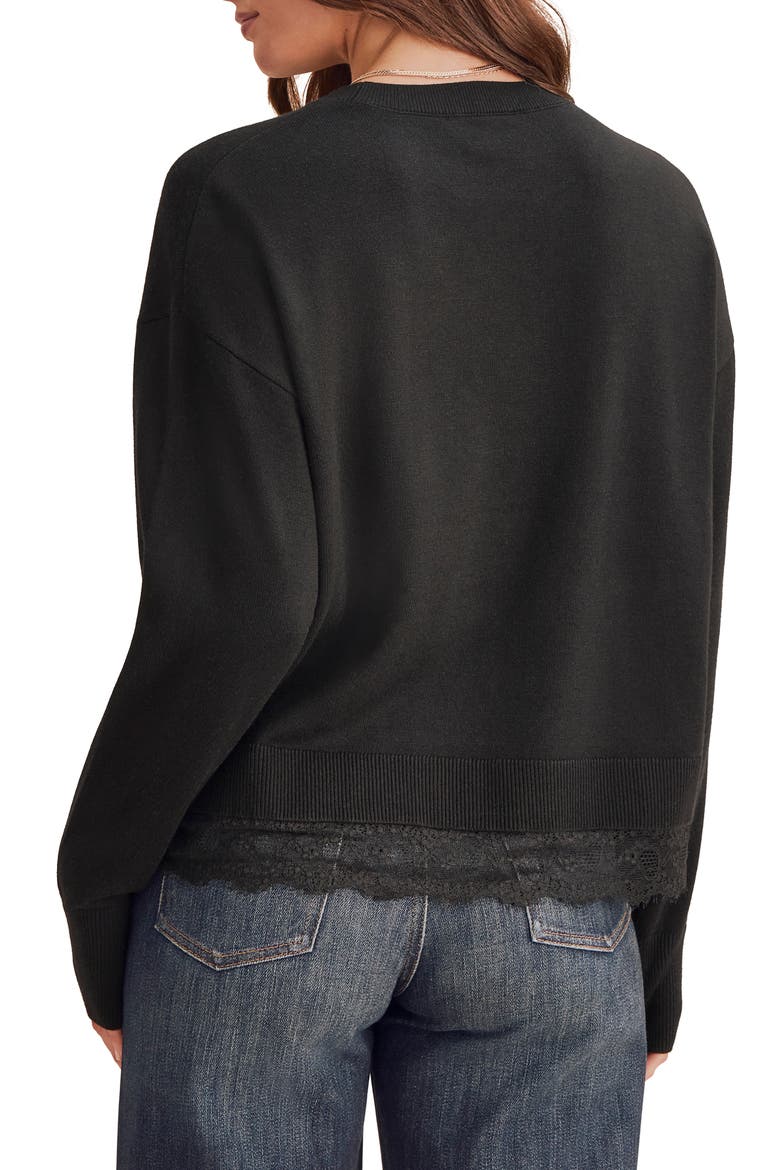 Georgie Lace Trim Sweater, Alternate, color, BLACK