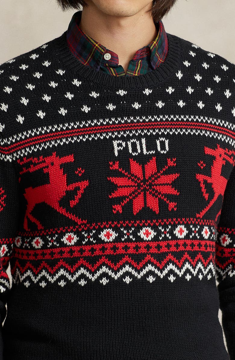 Polo Ralph Lauren Reindeer Cotton & Cashmere Sweater, Alternate, color,