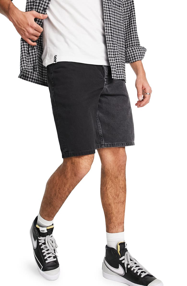 Topman Straight Leg Denim Shorts, Main, color,