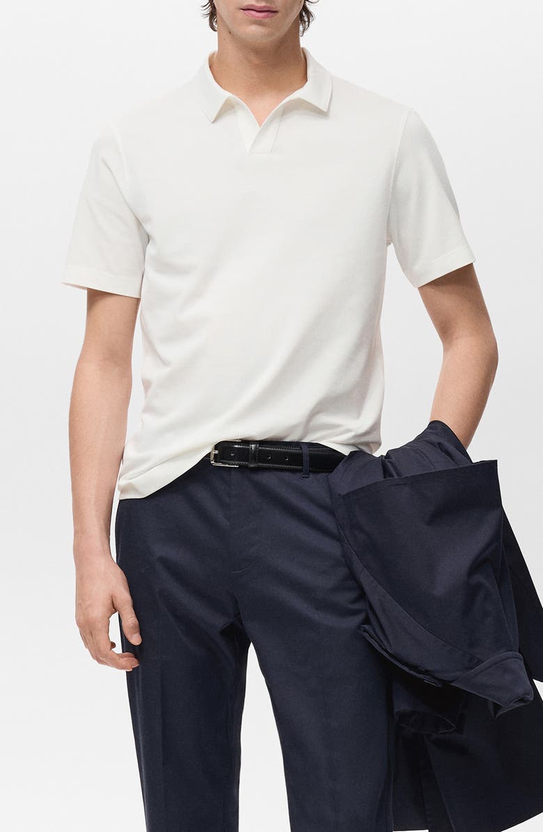 MANGO Slim Fit Johnny Collar Cotton Blend Piqué Polo, Main, color, 