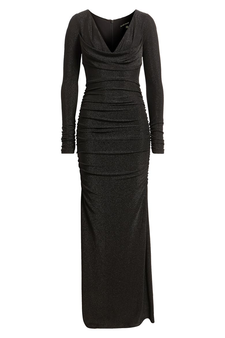 Rafaela Long Sleeve Glitter Knit Gown, Alternate, color, BLACK