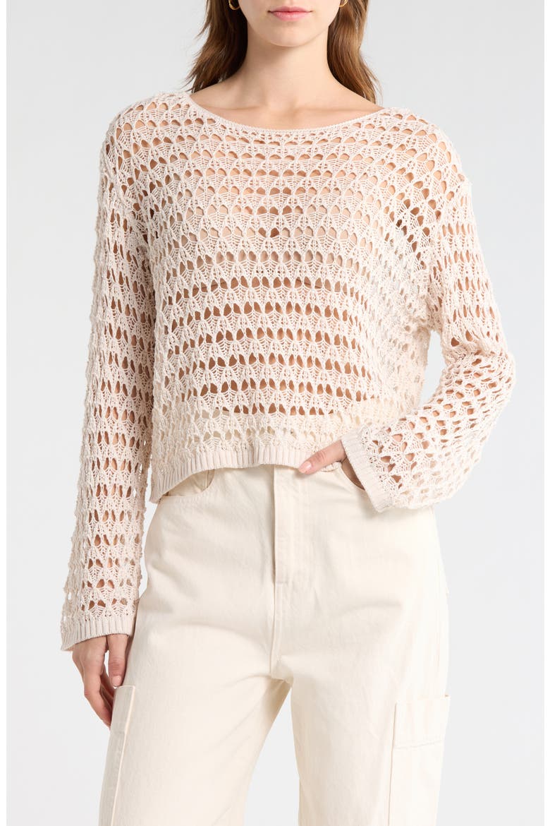 Willa Cotton Blend Open Stitch Sweater, Main, color, IVORY