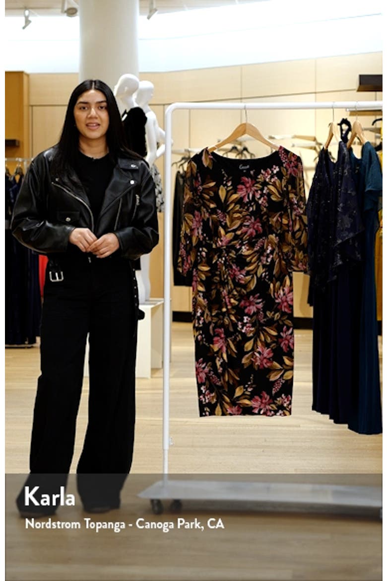 Floral Chiffon Sleeve Faux Wrap Dress video