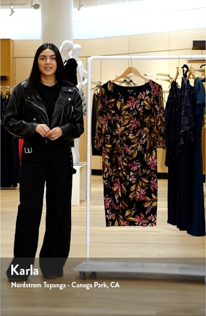 Floral Chiffon Sleeve Faux Wrap Dress, sales video thumbnail