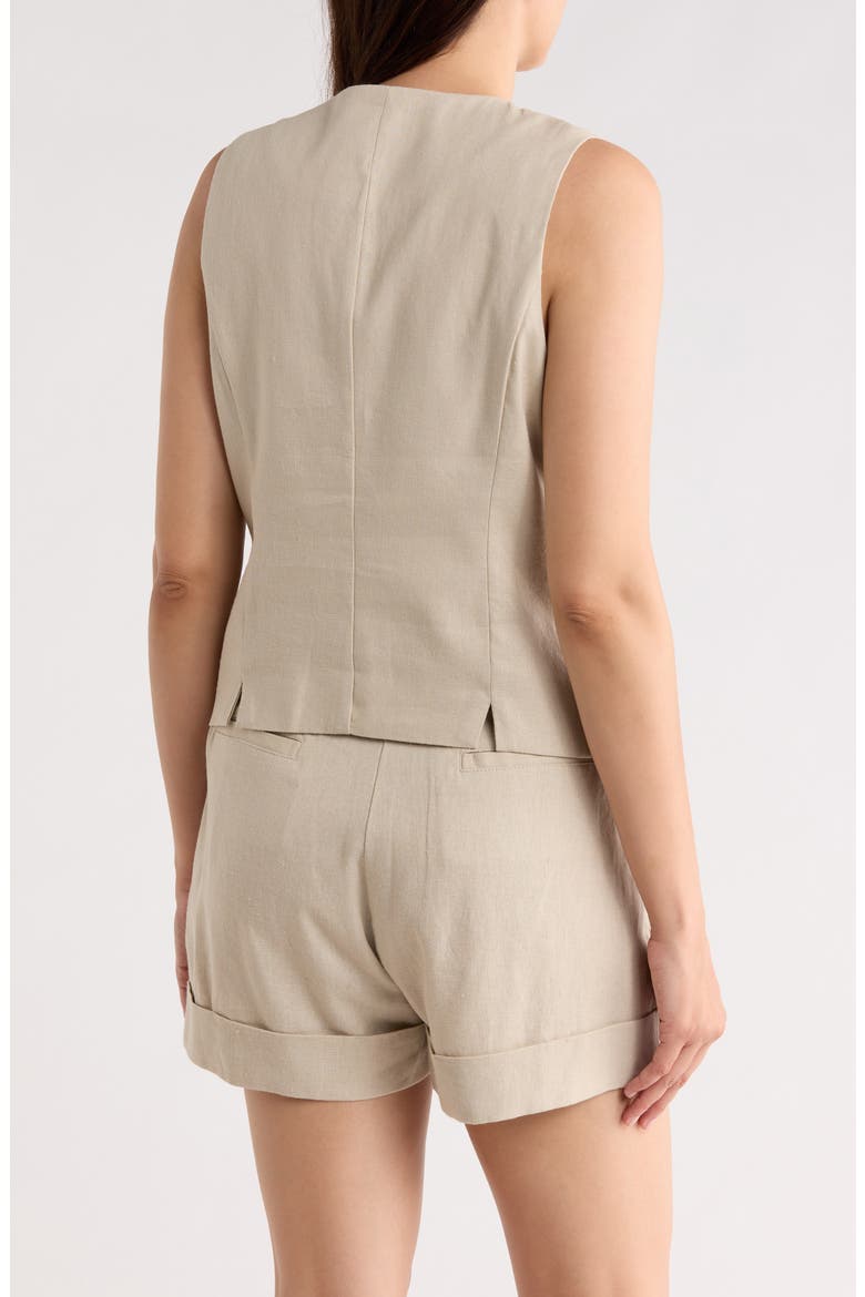 Linen Blend Vest, Alternate, color, PEBBLE