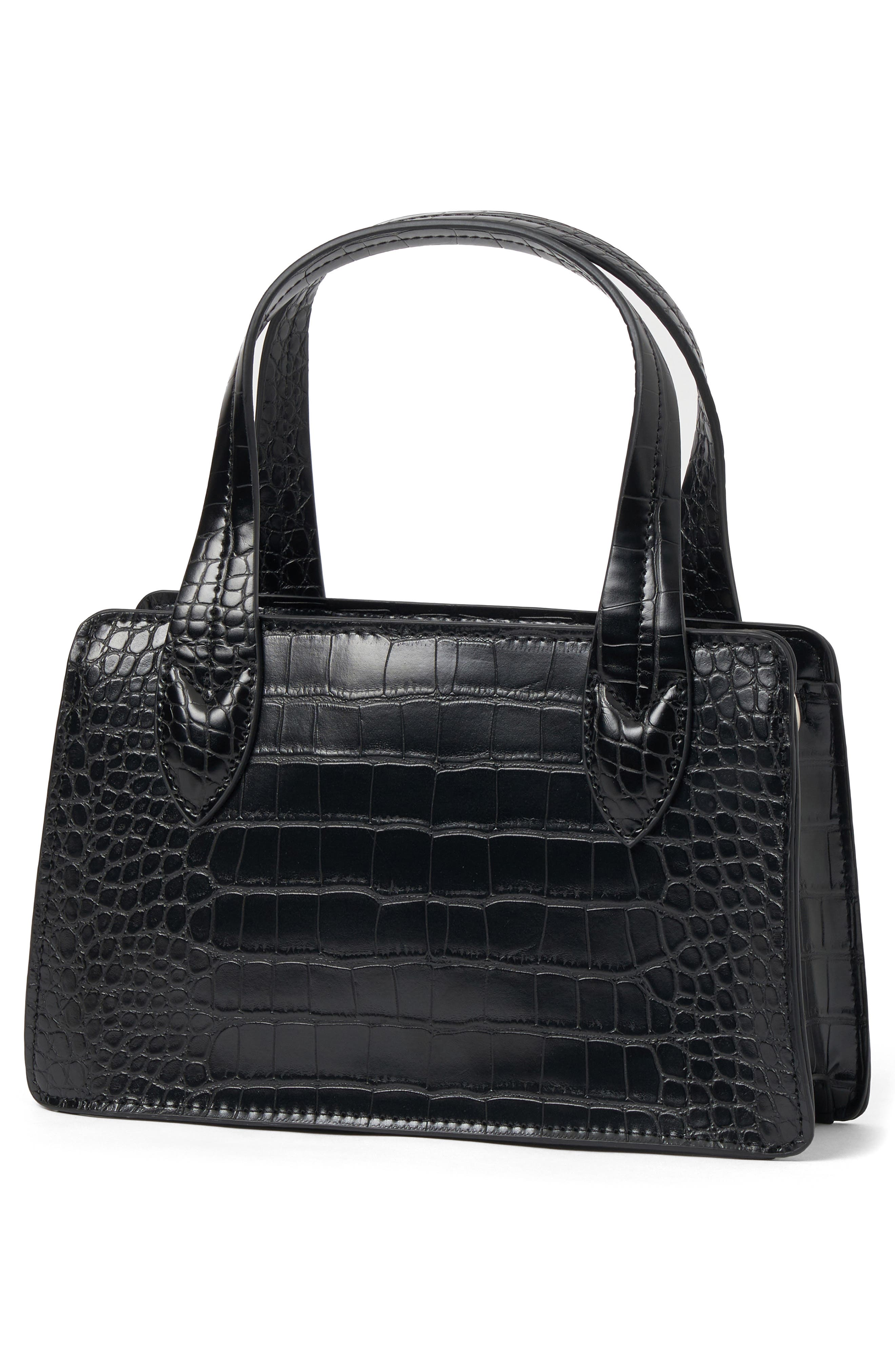 Urban Originals August Croc Embossed Vegan Leather Crossbody Bag, Alternate, color, Black