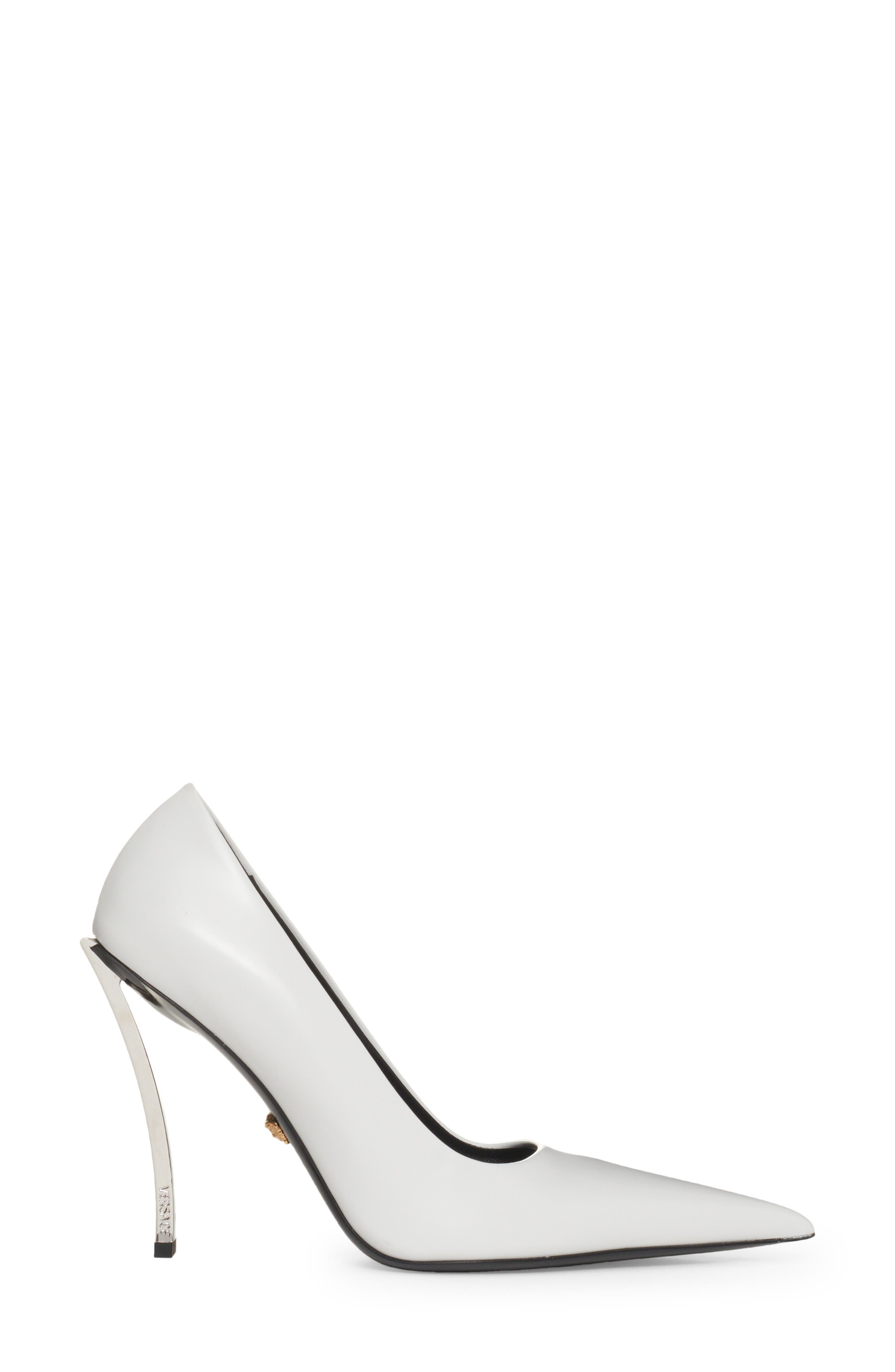 Versace Curved Heel Pointed Toe Pump, Alternate, color, 