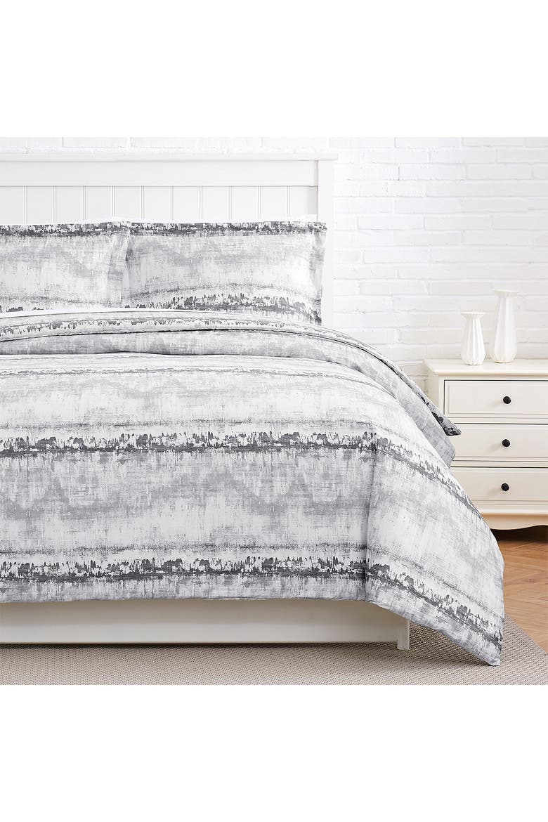 Premium Collection 300 Thread-Count Long Staple Cotton Oversized Duvet Cover Set, Alternate, color, ABSTRACTION GREY