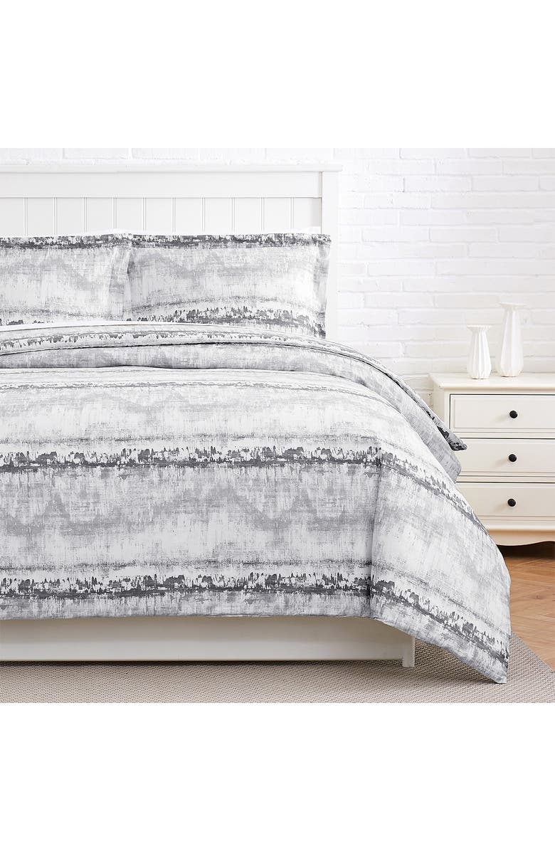 SOUTHSHORE FINE LINENS Premium Collection 300 Thread-Count Long Staple Cotton Oversized Duvet Cover Set, Alternate, color, Abstraction Grey