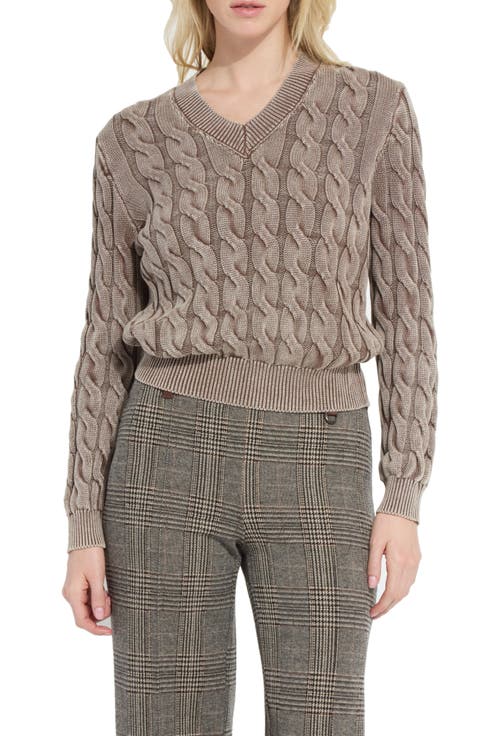 Farrah Sunwashed Cable V-Neck Sweater