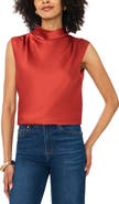 Vince Camuto Mock Neck Sleeveless Satin Top