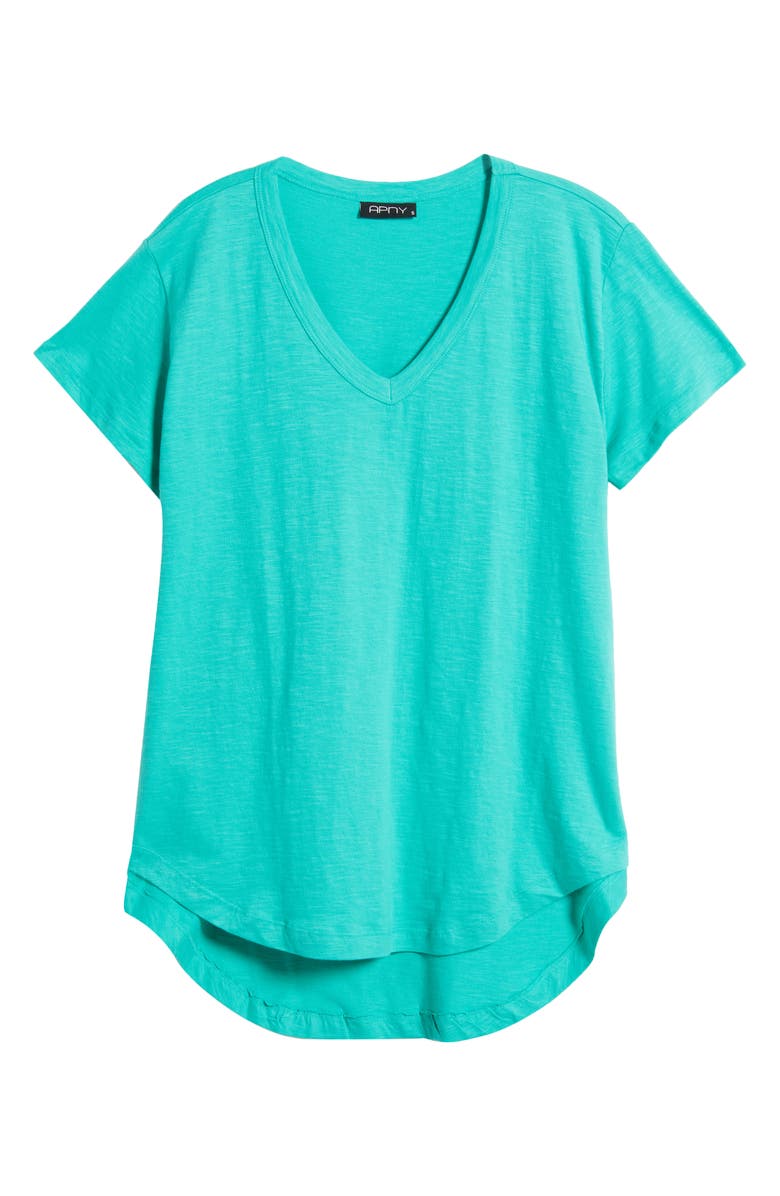 APNY V-Neck High-Low T-Shirt, Alternate, color, Garden Green